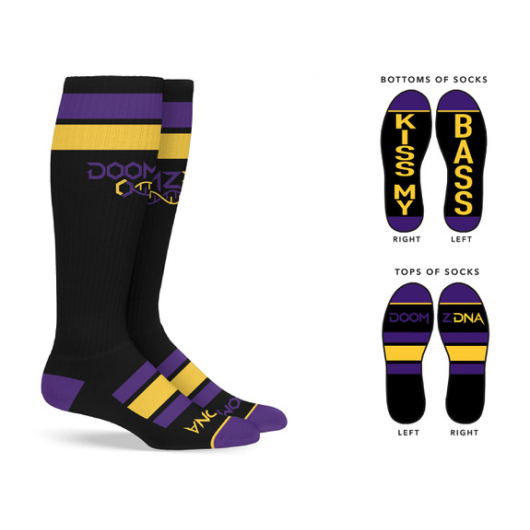 LSU Purple/Black/Orange DoomzDNA Kiss My Bass Socks 