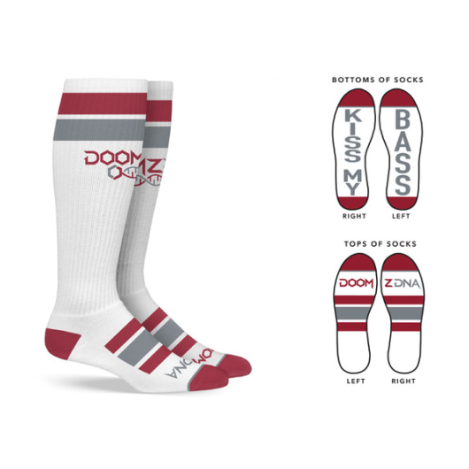 Alabama Maroon on White DoomzDNA Kiss My Bass Socks 